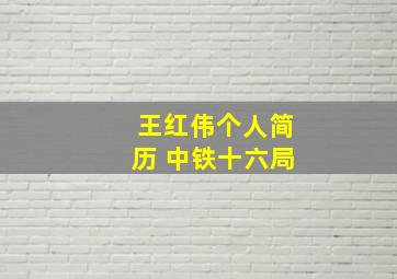 王红伟个人简历 中铁十六局